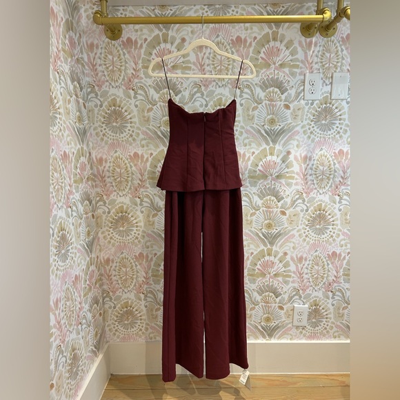 NEW NWT Abercrombie & Fitch Strapless Long Line Burgundy Tube Jumpsuit Sz Small - Picture 3 of 7